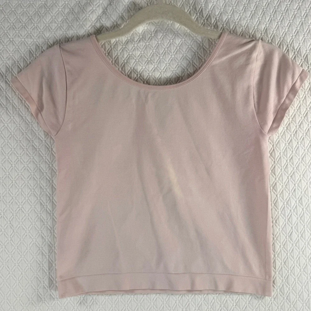 Intimately Free People Seamless Baby‎ Tee M/L Blush Pink Scoop Neck Crop Top